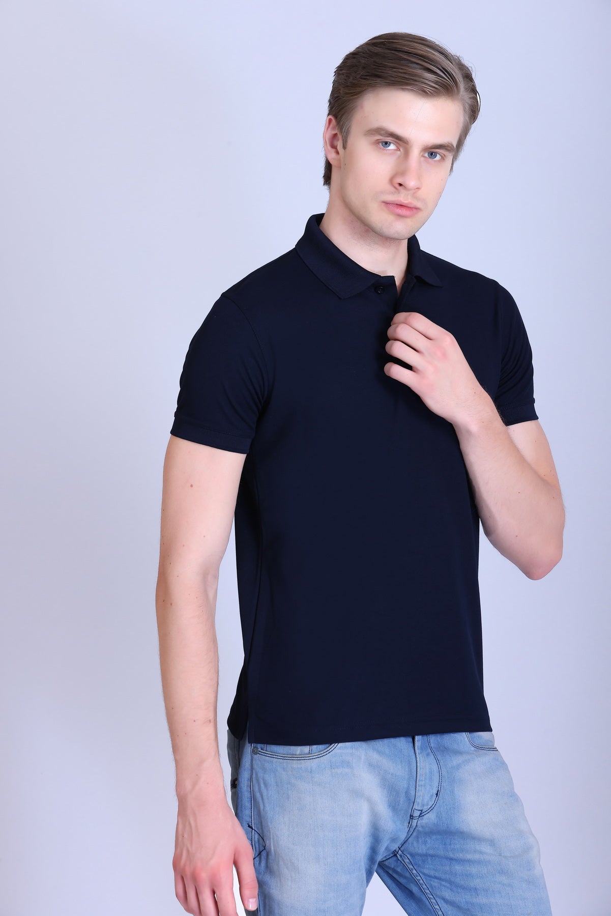 PIKMEE Titlis Polo T-Shirt in Navy Blue - image 8