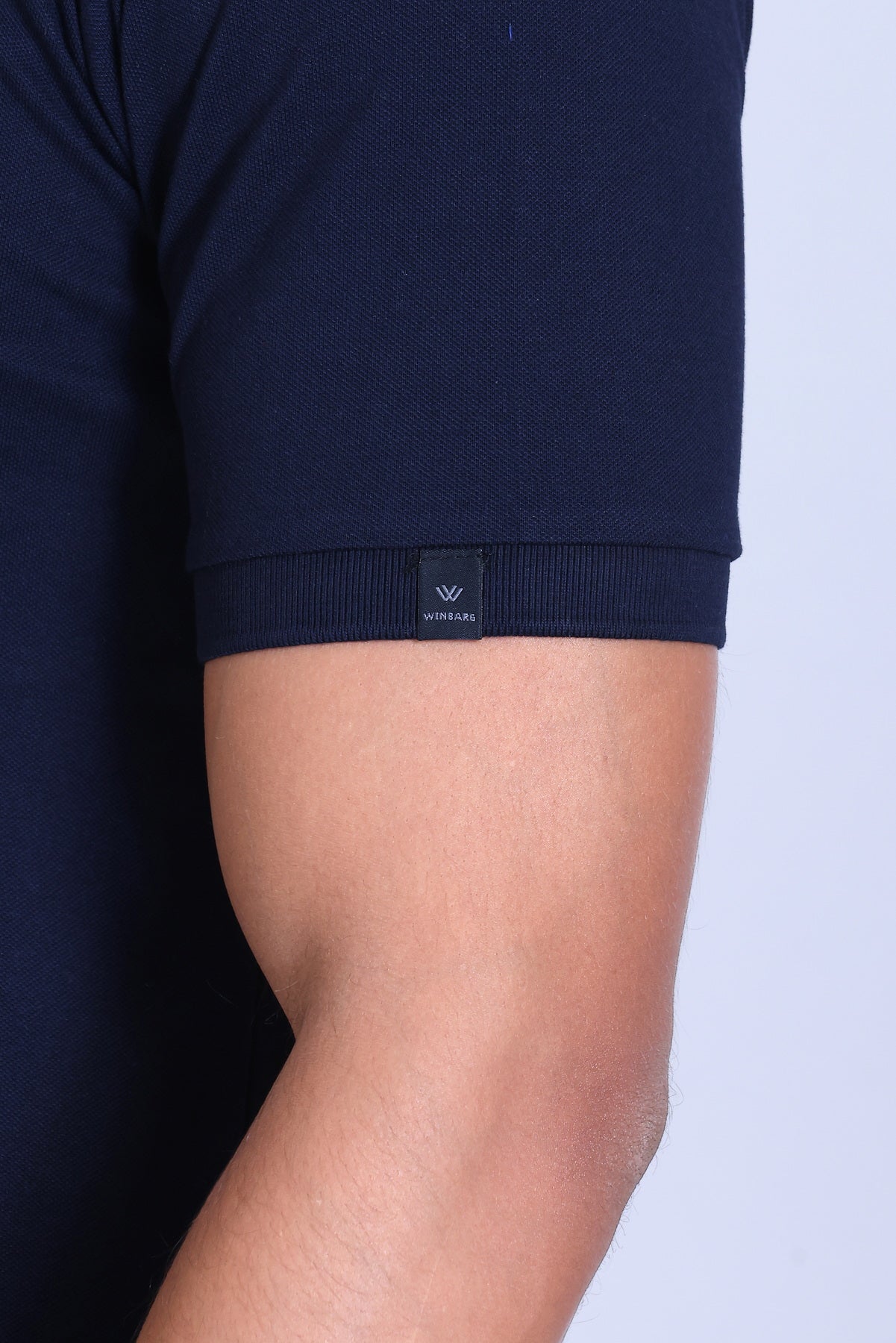 WINBARG Solid Stretch Polo T-Shirt in Navy - image 7