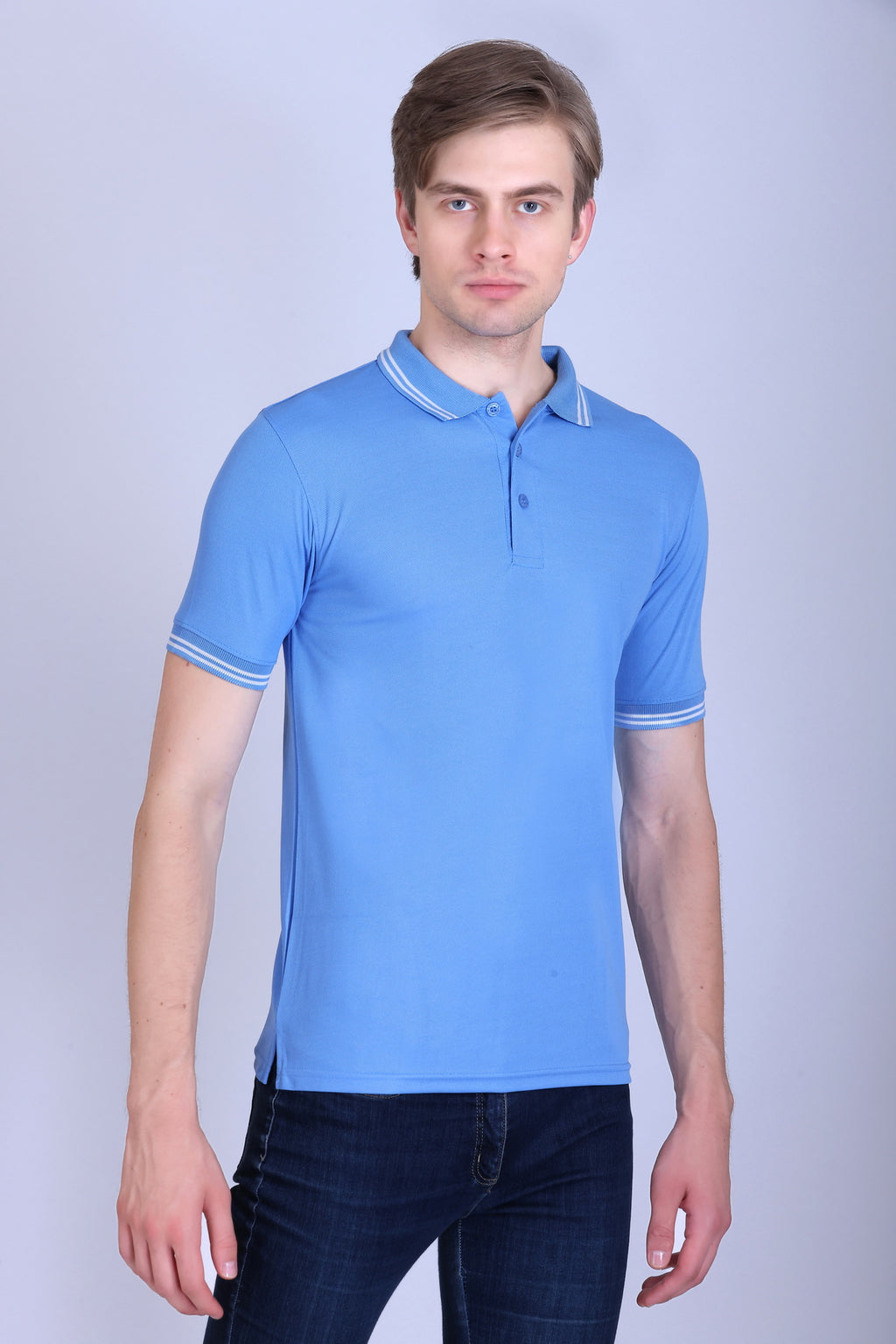 Sports Republic Acti Hy:Dry Dryfit Polo T-Shirt in Sky Blue With White Tipping - 7