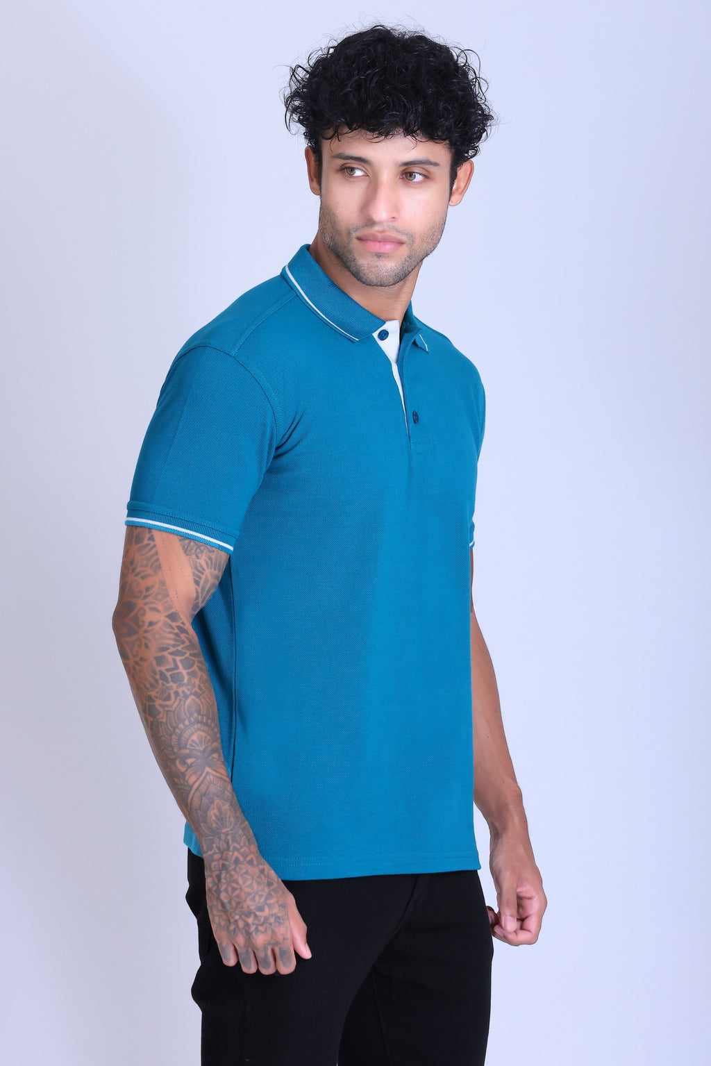 PIKMEE Highline Polo T-Shirt in Turquoise Green with White - image 8