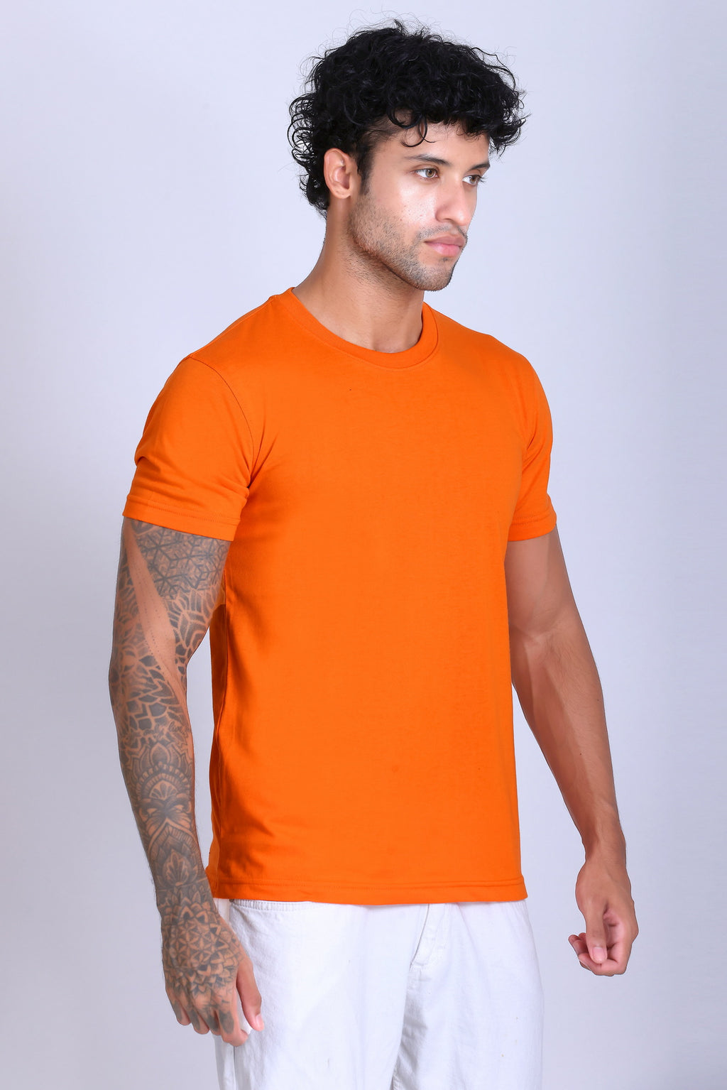 PIKMEE Skinta Bio Wash Crew Neck T-Shirt in Orange - image 8