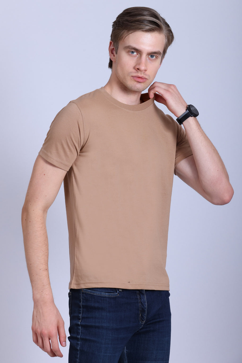 PIKMEE Skinta Bio Wash Crew Neck T-Shirt in Dark Beige - image 8