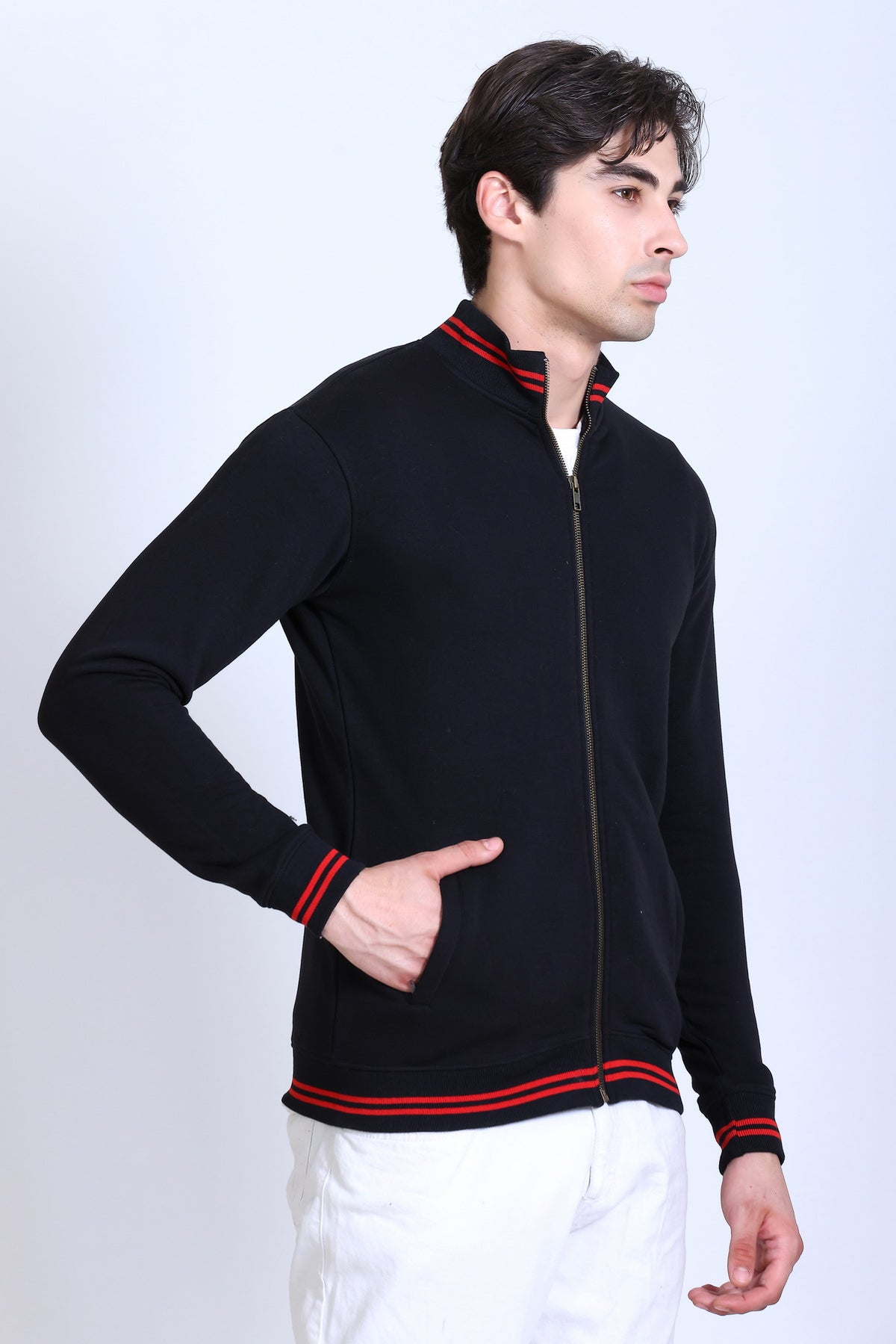 Pikmee Zero Degree Men's Turtle Neck Sweatshirt - Black With Red