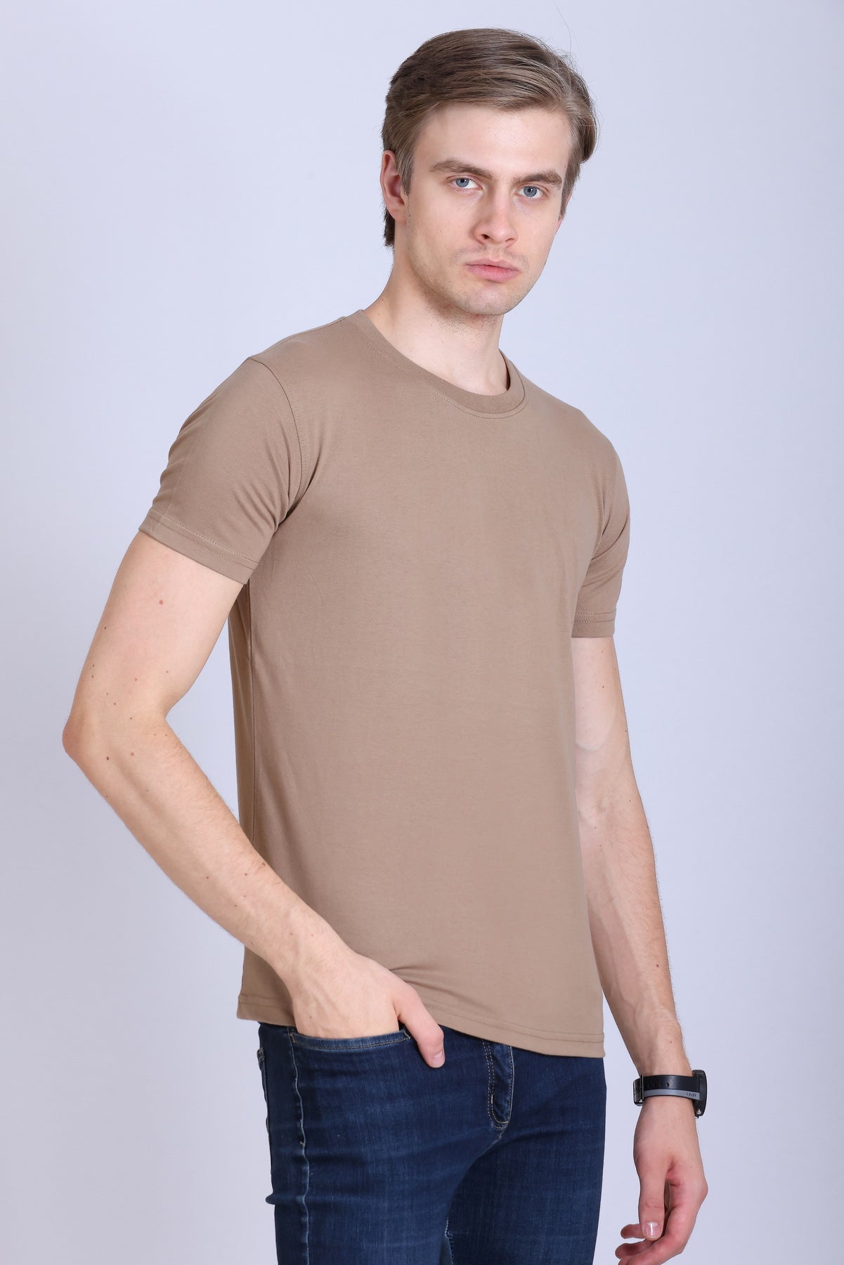 PIKMEE Skinta Bio Wash Crew Neck T-Shirt in Beige - image 8
