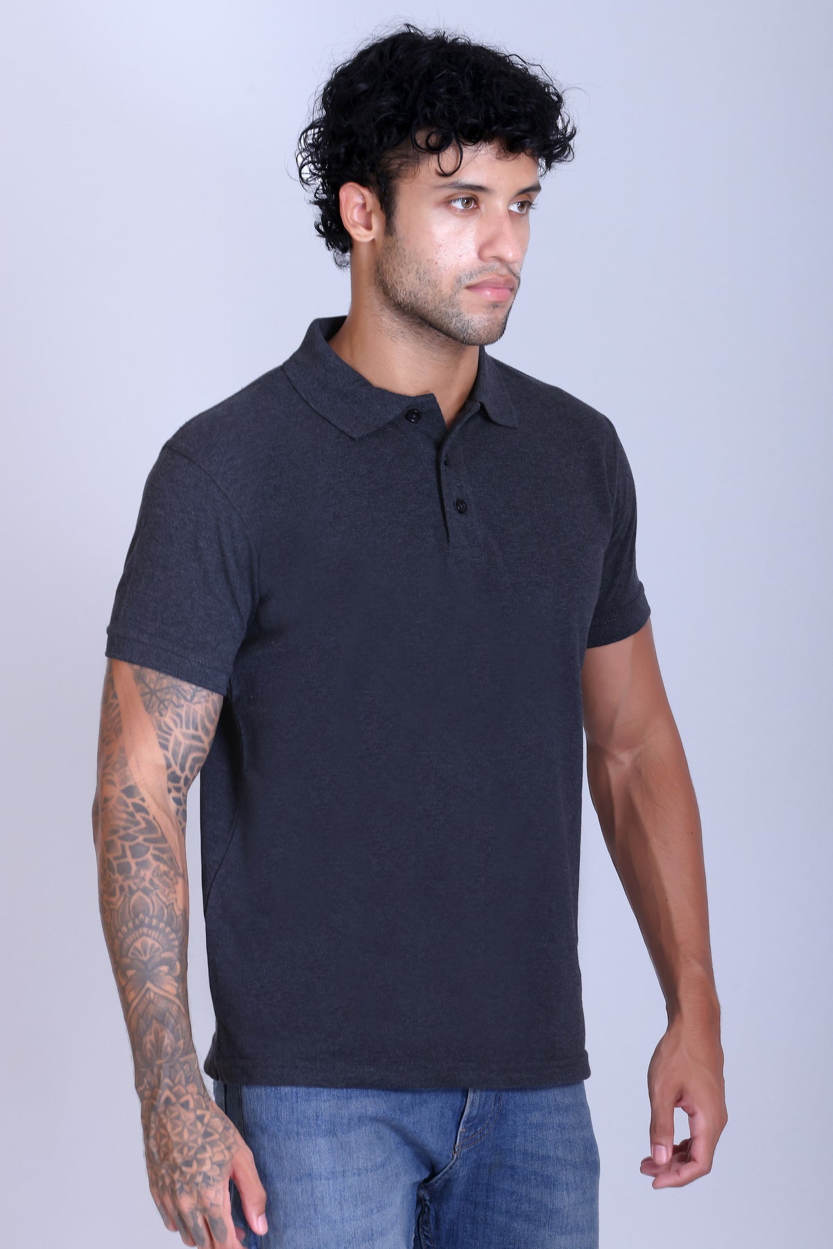 PIKMEE Fastees Polo T-Shirt in Charcoal Grey (Anthra) - image 8