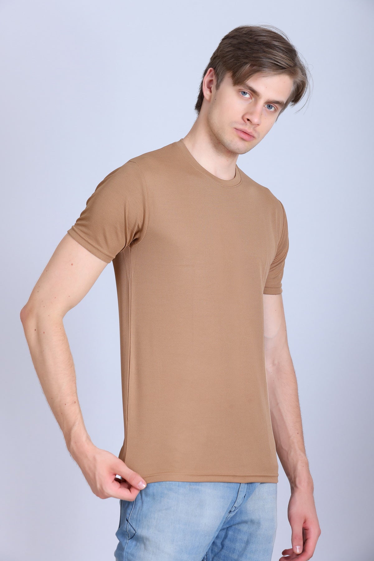 Sports Republic Acti-Runn Dryfit Crew Neck T-Shirt in Beige - 7