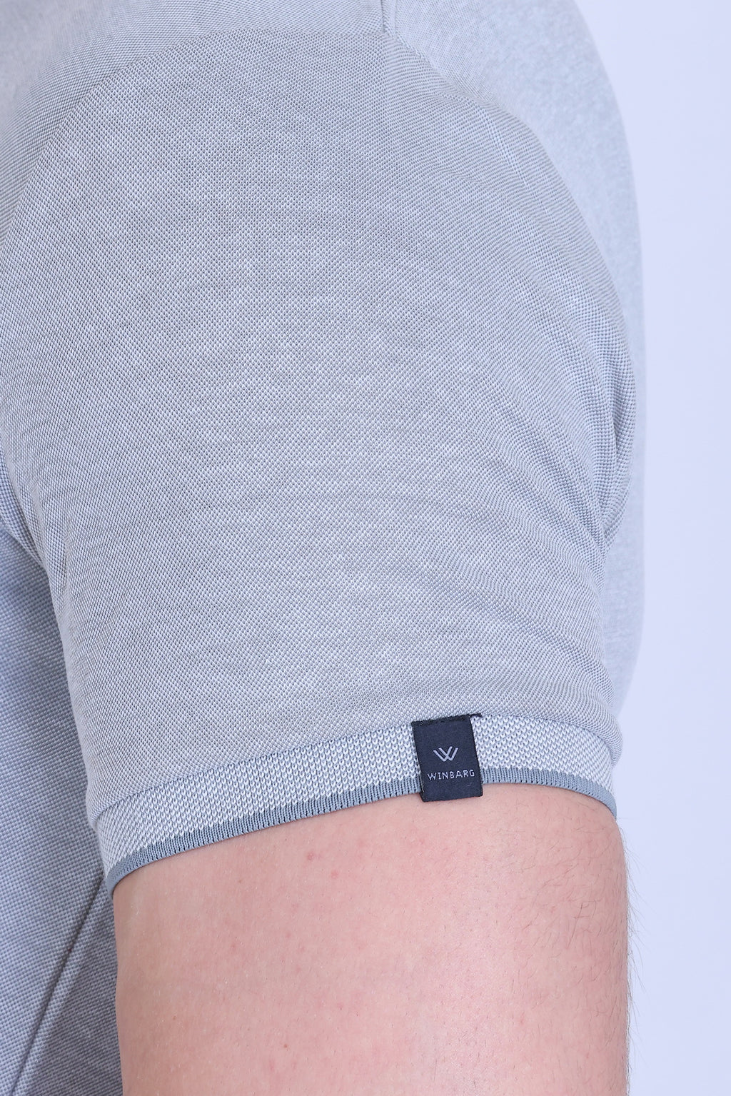 WINBARG Bird Eye Polo T-Shirt in Light Grey Melange - image 7