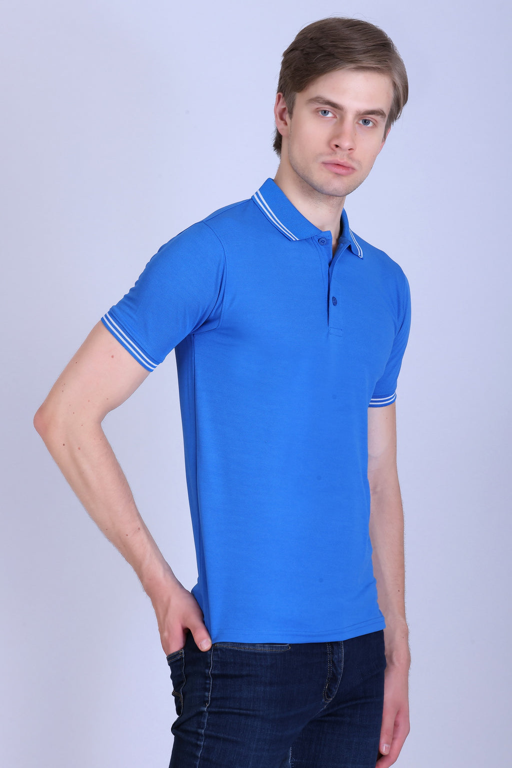 Sports Republic Acti Hy:Dry Dryfit Polo T-Shirt in Turquoise Blue With White Tipping - 7
