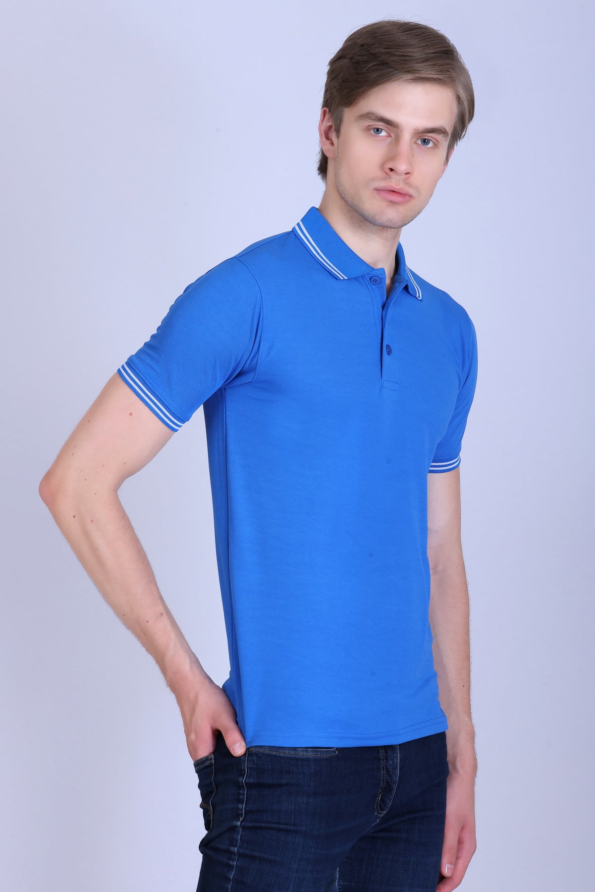 Sports Republic Acti Hy:Dry Dryfit Polo T-Shirt in Turquoise Blue With White Tipping - 7