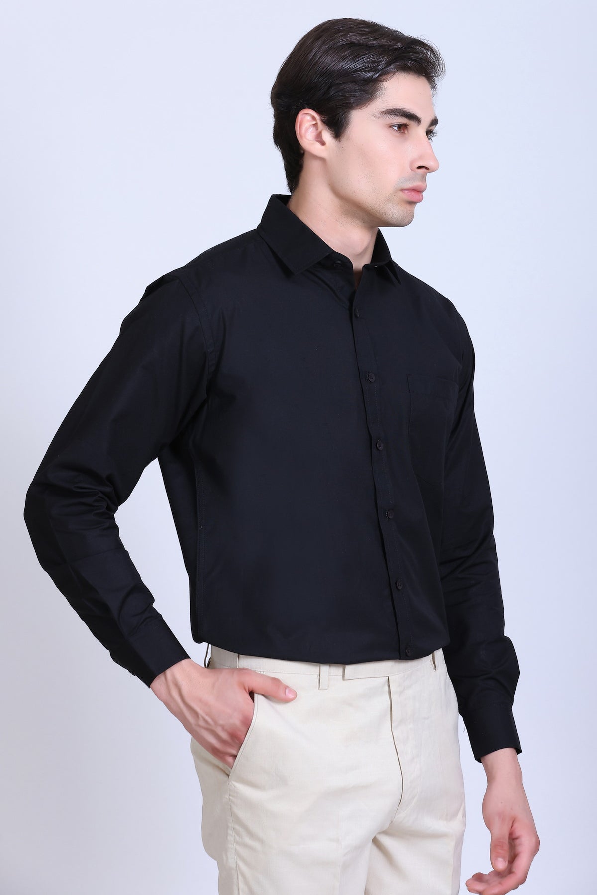 Pikmee Monte Franco Men's Regular Fit Formal Shirt - Black