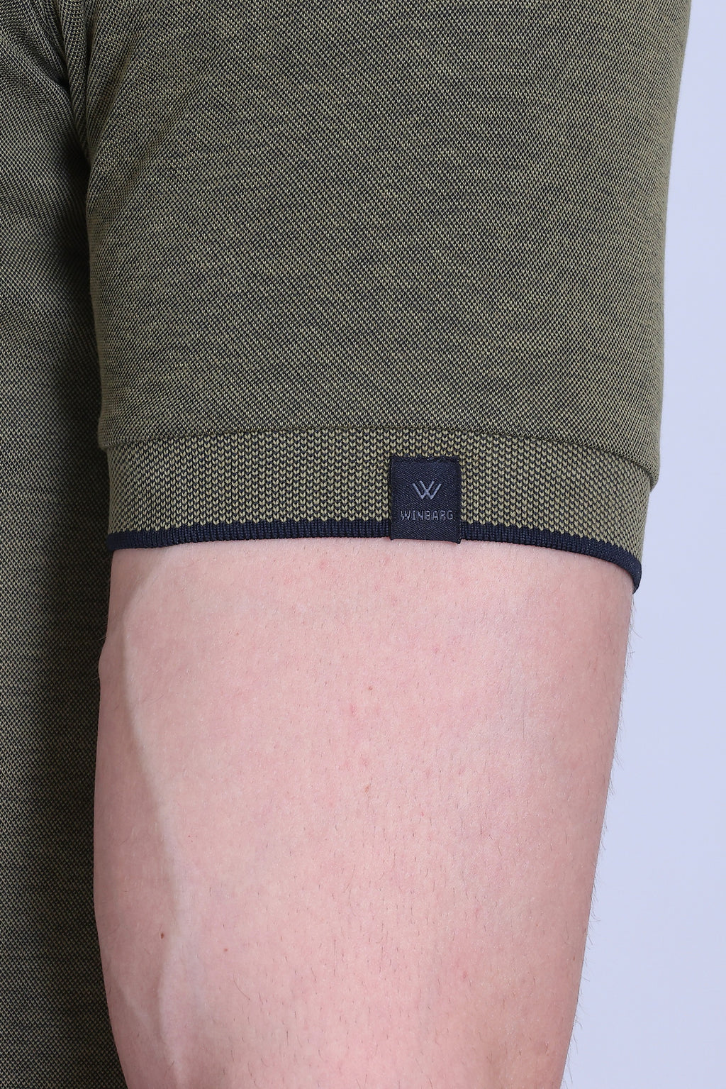 WINBARG Bird Eye Polo T-Shirt in Olive Melange - image 7