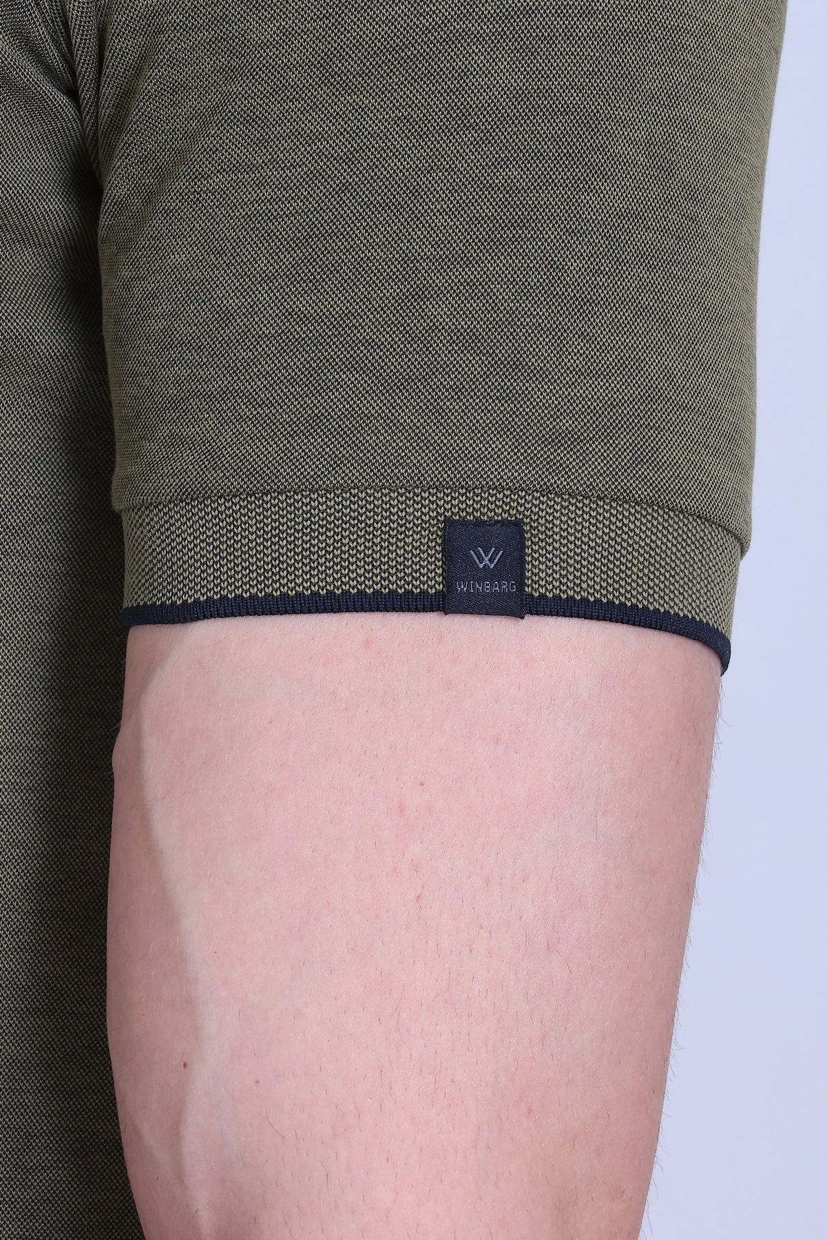 WINBARG Bird Eye Polo T-Shirt in Olive Melange - image 7