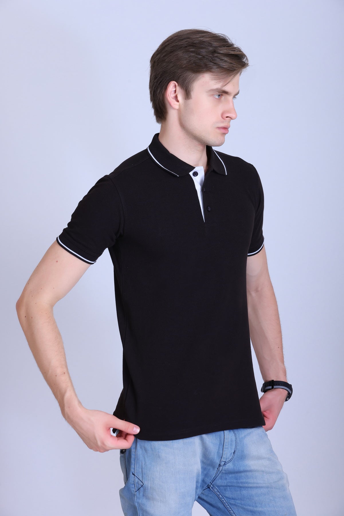 PIKMEE Highline Polo T-Shirt in Brown with White - image 8