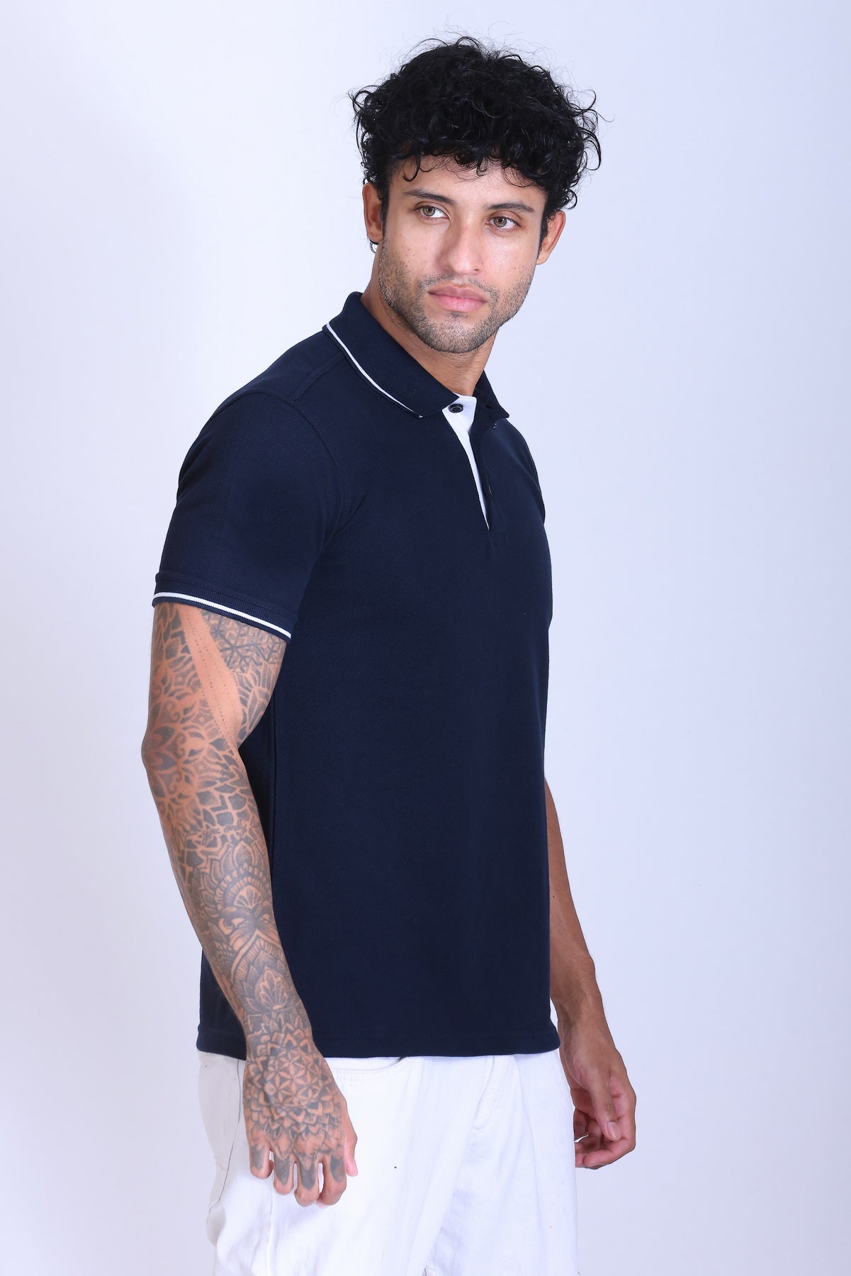 PIKMEE Highline Polo T-Shirt in Navy Blue with White - image 8
