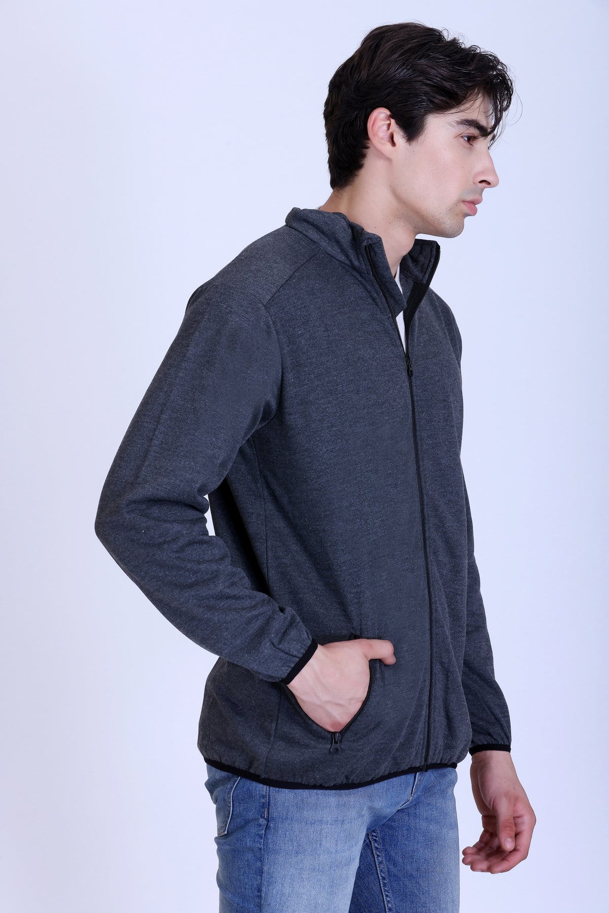 Pikmee North Pole Men's Poly Viscose Fleece Winter Jacket - Charcoal Grey
