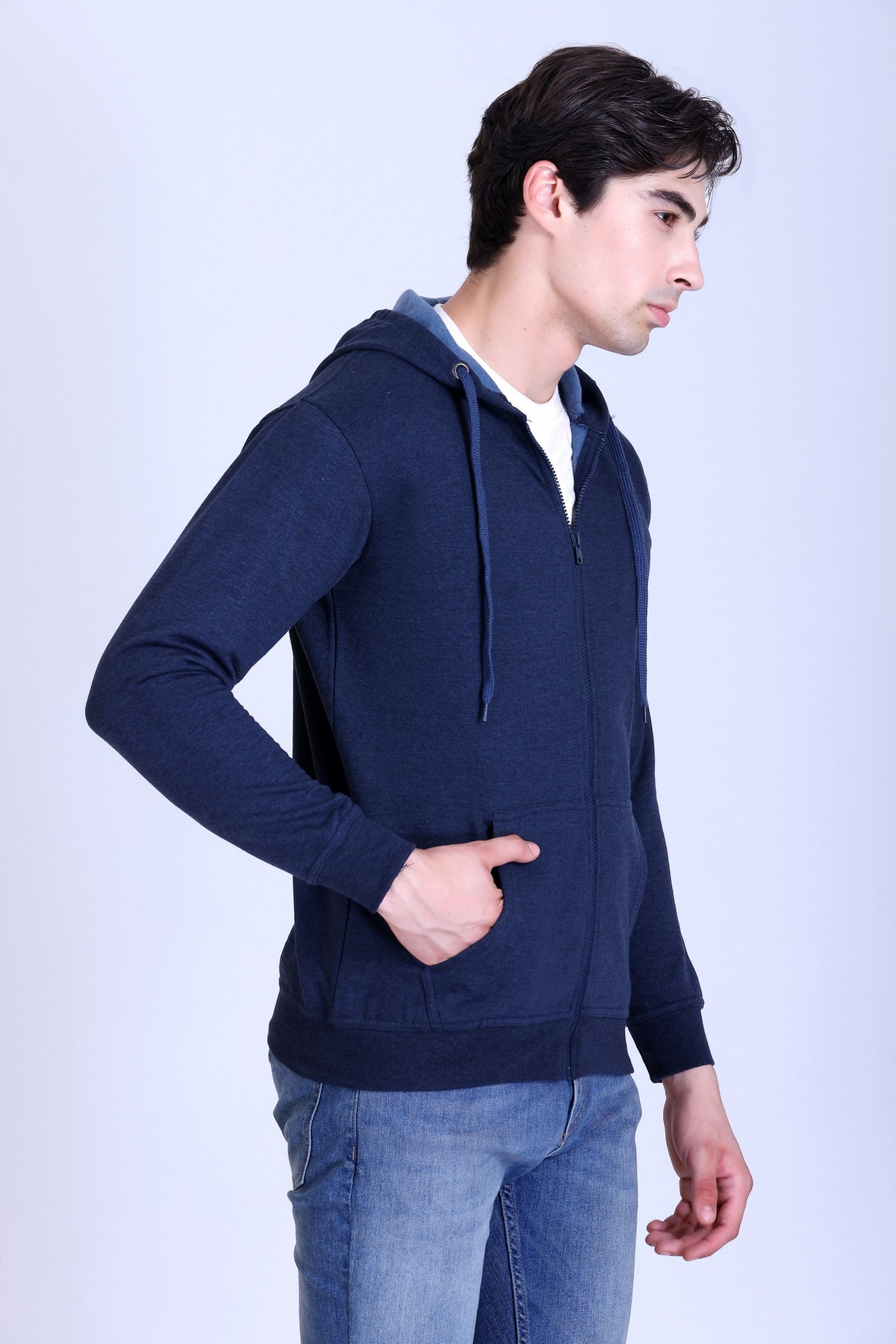 Pikmee Zero Degree Men's Zippered Hooded Sweatshirt - Navy