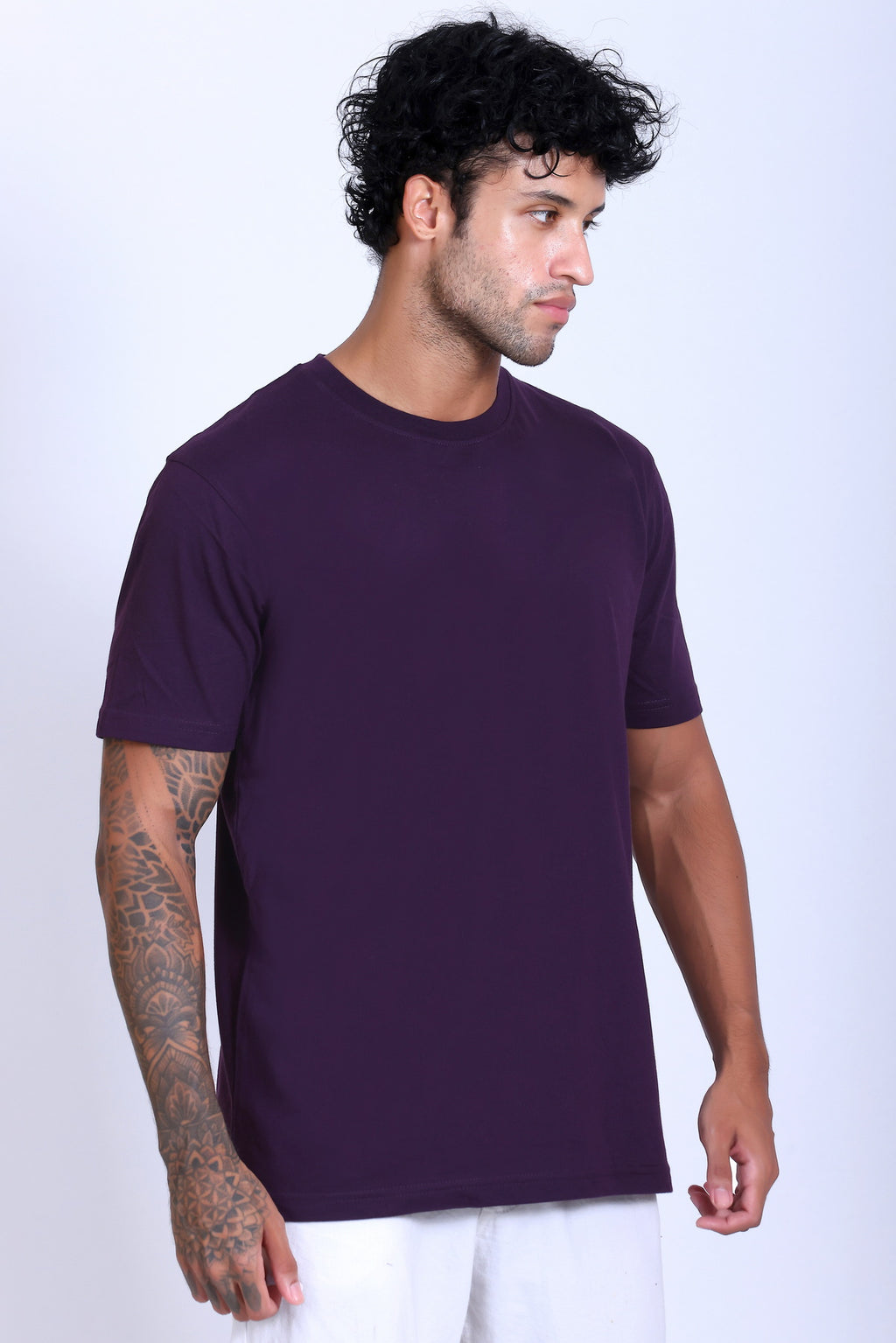 PIKMEE Skinta Bio Wash Crew Neck T-Shirt in Purple - image 8