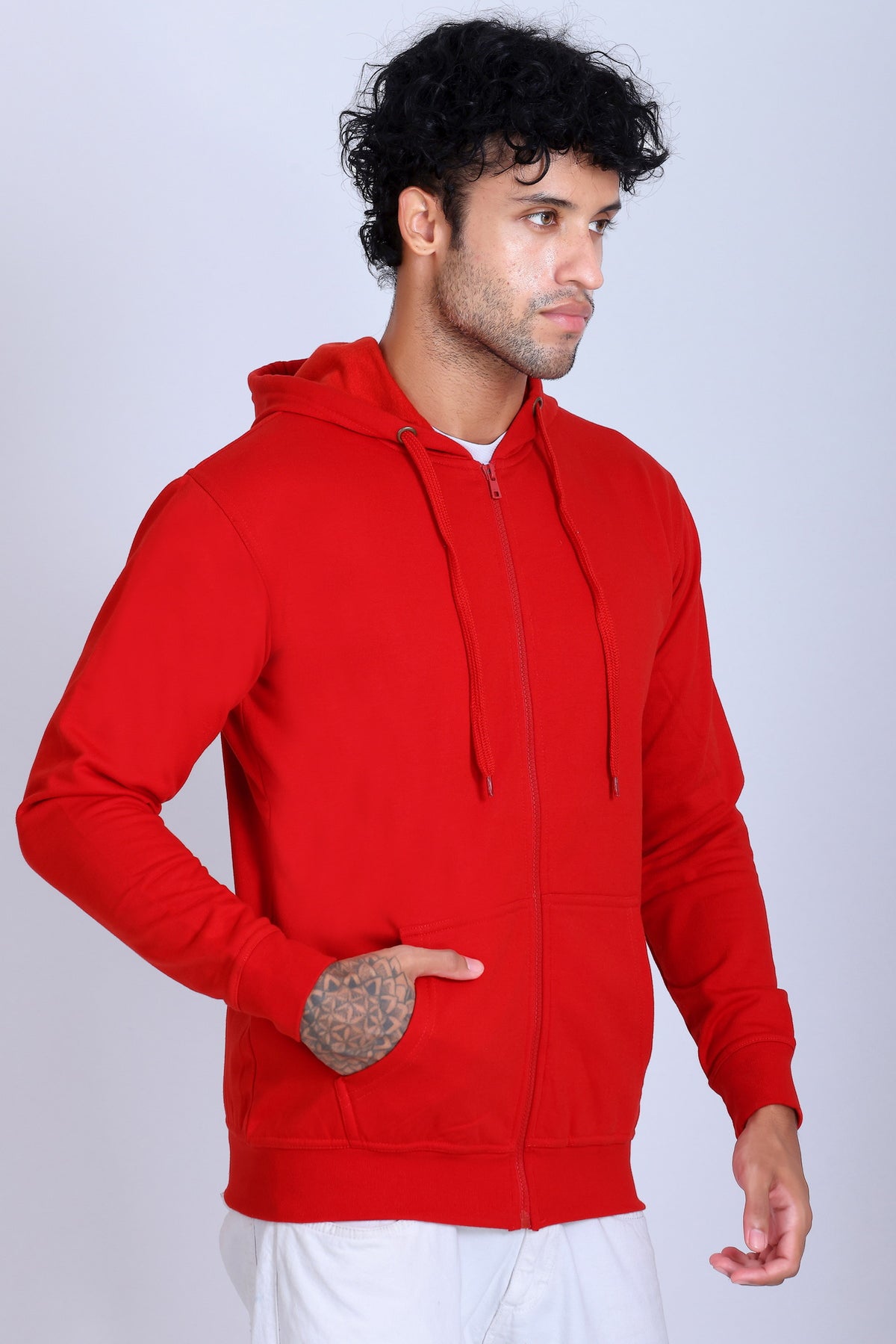 Pikmee Zero Degree Men's Zippered Hooded Sweatshirt - Red
