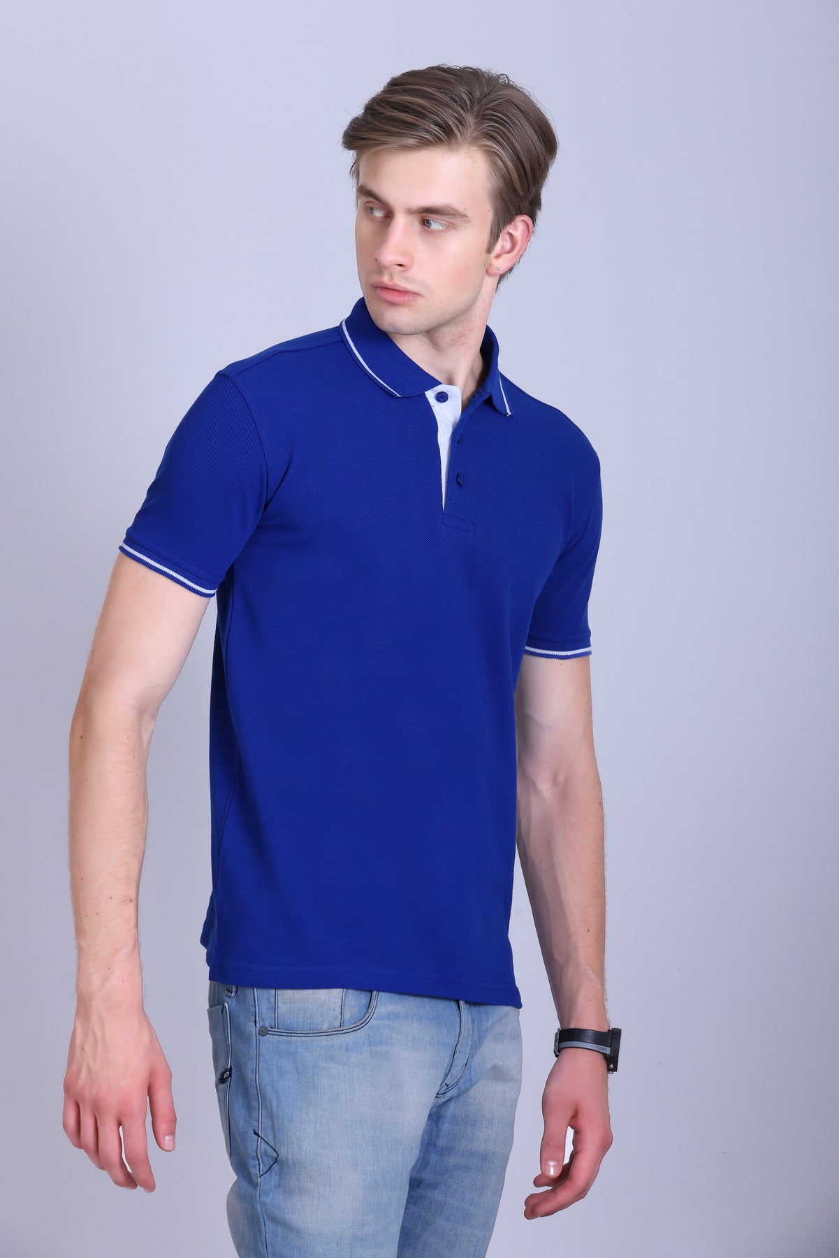 PIKMEE Highline Polo T-Shirt in Royal Blue with White - image 8