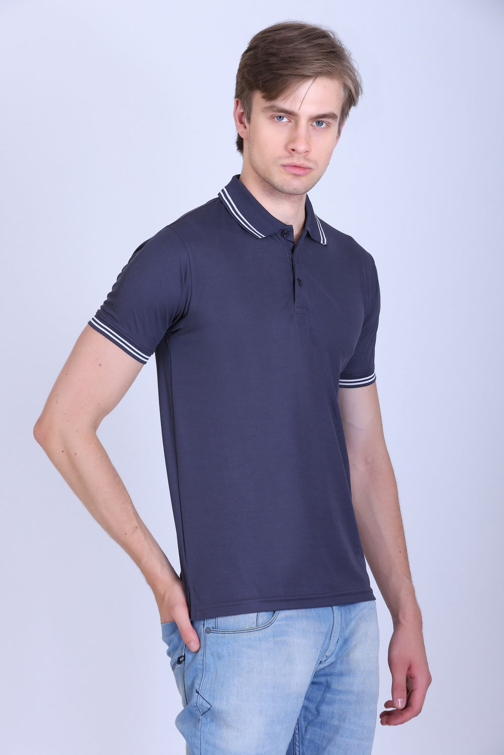 Sports Republic Acti Hy:Dry Dryfit Polo T-Shirt in Grey With White Tipping - 7