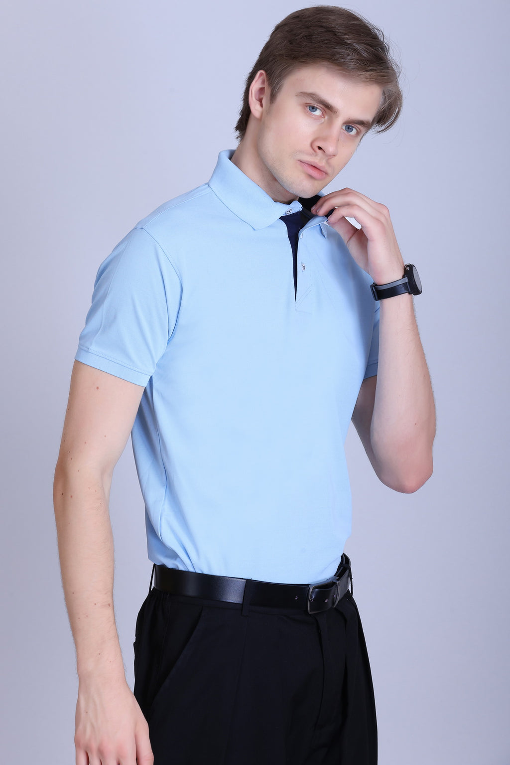 WINBARG Spanish Polo T-Shirt in Ice Blue - image 7
